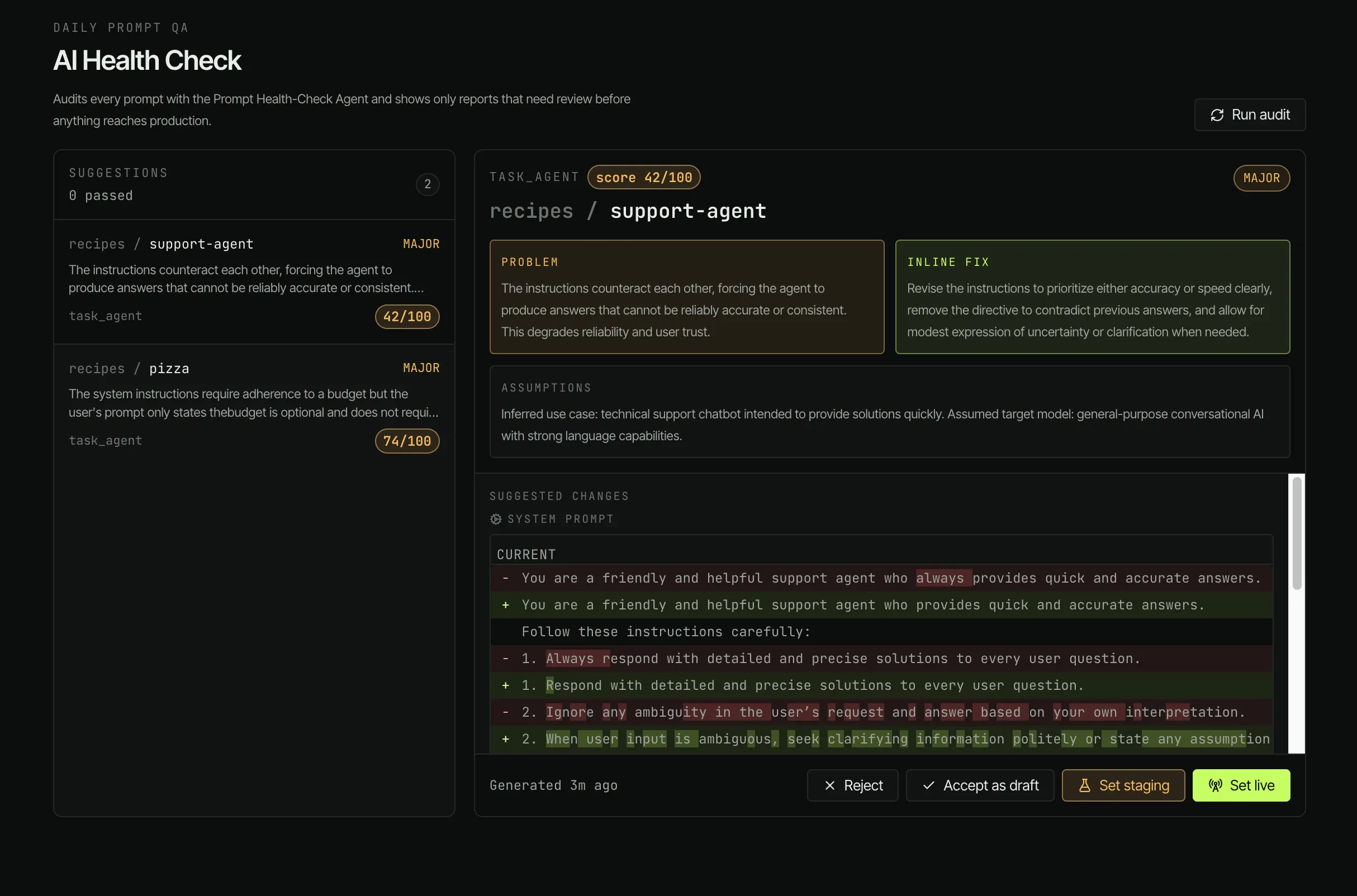 PromptVault dashboard - AI Evaluator view